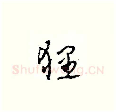 狸硬笔草书写法,摘自田青刚硬笔书法字帖
