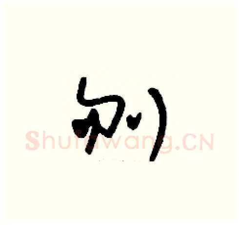 刎硬笔草书写法,摘自刘少英硬笔书法字帖