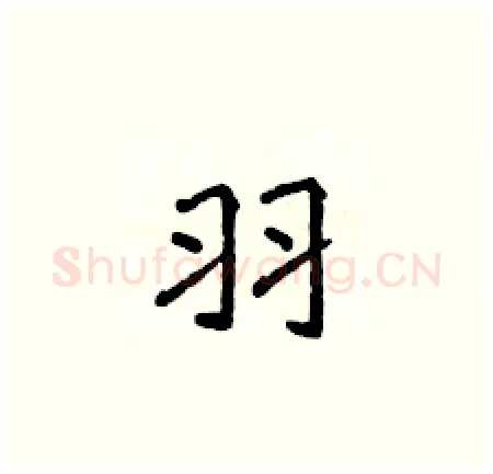 羽硬笔楷书写法,摘自侯登峰硬笔书法字帖