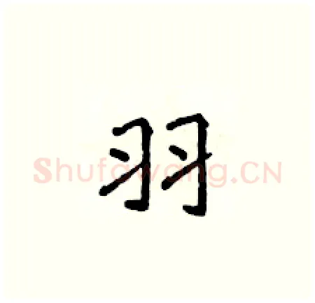 羽硬笔楷书写法,摘自侯登峰硬笔书法字帖