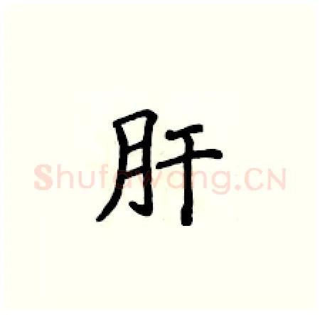 肝硬笔楷书写法,摘自侯登峰硬笔书法字帖