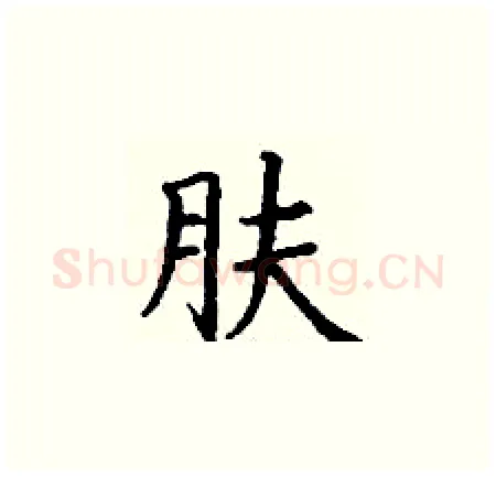 肤硬笔楷书写法,摘自丁谦硬笔书法字帖