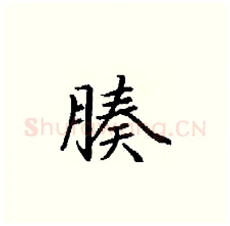 腠硬笔楷书写法,摘自丁谦硬笔书法字帖