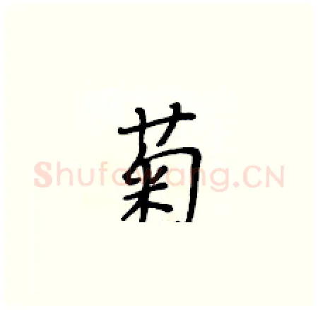菊硬笔楷书写法,摘自黄华生硬笔书法字帖