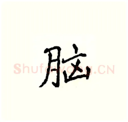 脑硬笔楷书写法,摘自侯登峰硬笔书法字帖