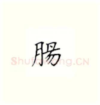 肠硬笔楷书写法,摘自丁永康硬笔书法字帖