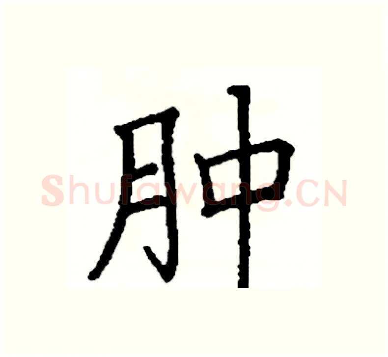 肿硬笔楷书写法,摘自阎锐敏硬笔书法字帖