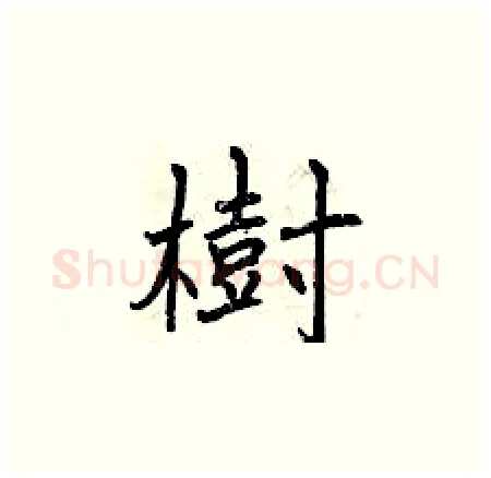樹硬笔楷书写法,摘自曾庆福硬笔书法字帖