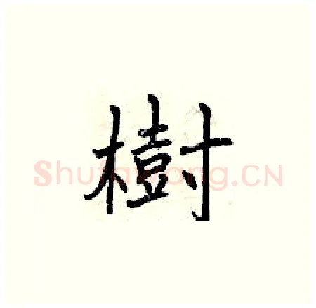 樹硬笔楷书写法,摘自曾庆福硬笔书法字帖