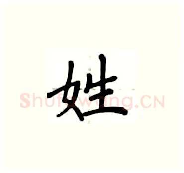 姓硬笔楷书写法,摘自卢中南硬笔书法字帖