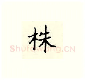 株硬笔楷书写法,摘自顾仲安硬笔书法字帖