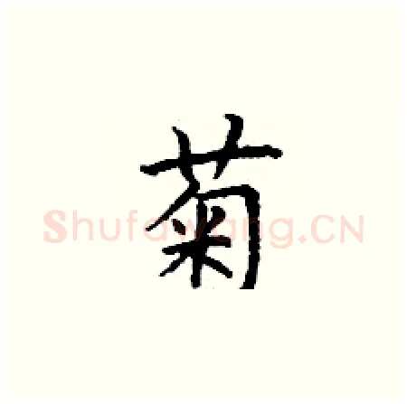 菊硬笔楷书写法,摘自丁谦硬笔书法字帖