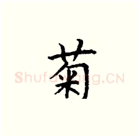 菊硬笔楷书写法,摘自丁谦硬笔书法字帖