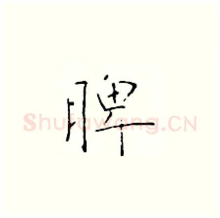 脾硬笔楷书写法,摘自于学仁硬笔书法字帖