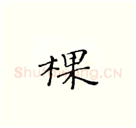 棵硬笔楷书写法,摘自黄华生硬笔书法字帖