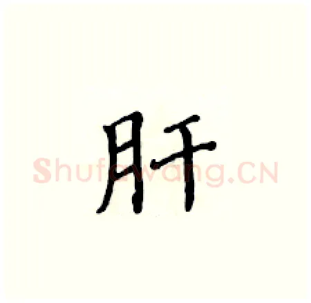 肝硬笔楷书写法,摘自黄华生硬笔书法字帖