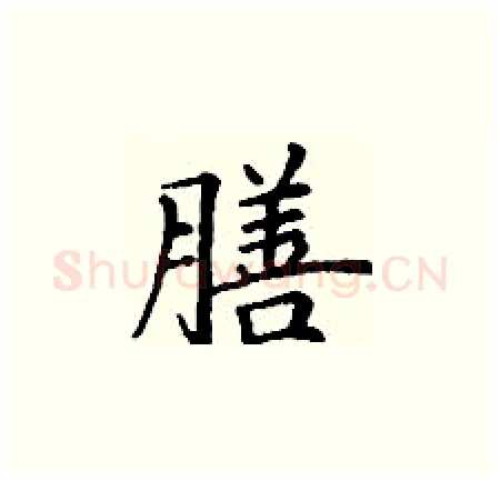 膳硬笔楷书写法,摘自丁谦硬笔书法字帖