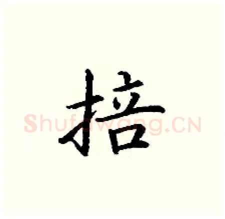 掊硬笔楷书写法,摘自丁谦硬笔书法字帖