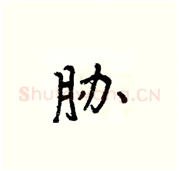 胁硬笔楷书写法,摘自周炳元硬笔书法字帖