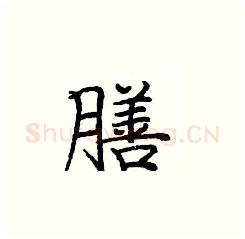膳硬笔楷书写法,摘自庞中华硬笔书法字帖