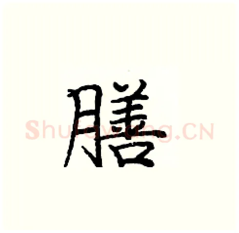 膳硬笔楷书写法,摘自庞中华硬笔书法字帖