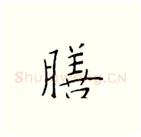 膳硬笔楷书写法,摘自于学仁硬笔书法字帖