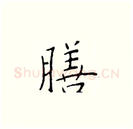 膳硬笔楷书写法,摘自于学仁硬笔书法字帖