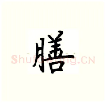 膳硬笔楷书写法,摘自卢中南硬笔书法字帖