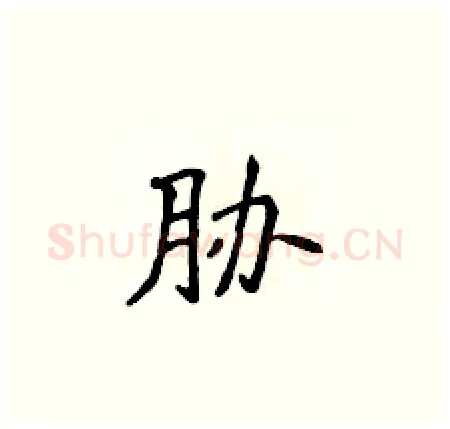 胁硬笔楷书写法,摘自侯登峰硬笔书法字帖