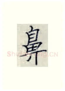 鼻硬笔楷书写法,摘自张秀硬笔书法字帖