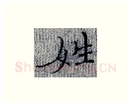 姓硬笔楷书写法,摘自张秀硬笔书法字帖