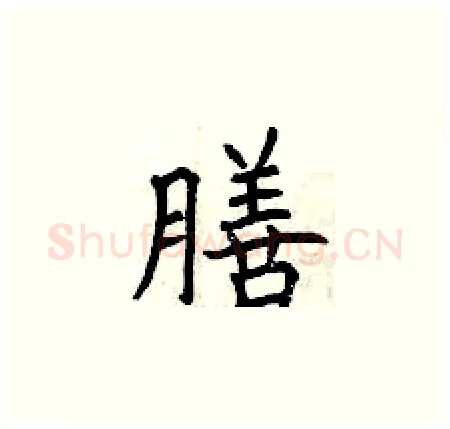 膳硬笔楷书写法,摘自曾庆福硬笔书法字帖