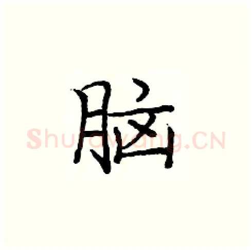 脑硬笔楷书写法,摘自庞中华硬笔书法字帖