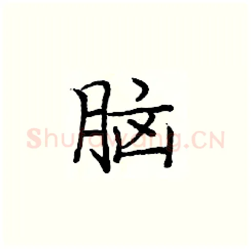 脑硬笔楷书写法,摘自庞中华硬笔书法字帖