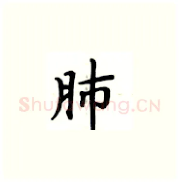肺硬笔楷书写法,摘自卢中南硬笔书法字帖