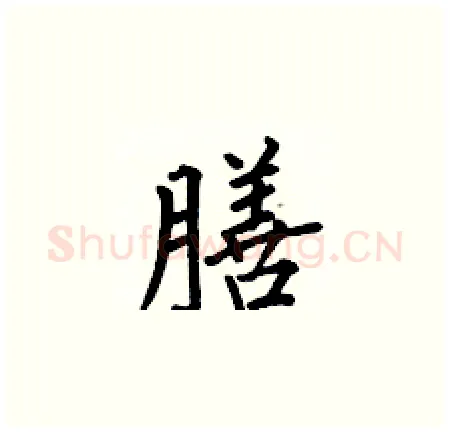 膳硬笔楷书写法,摘自何伯昌硬笔书法字帖