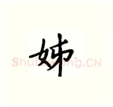 姊硬笔楷书写法,摘自卢中南硬笔书法字帖