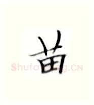 苗硬笔楷书写法,摘自张秀硬笔书法字帖