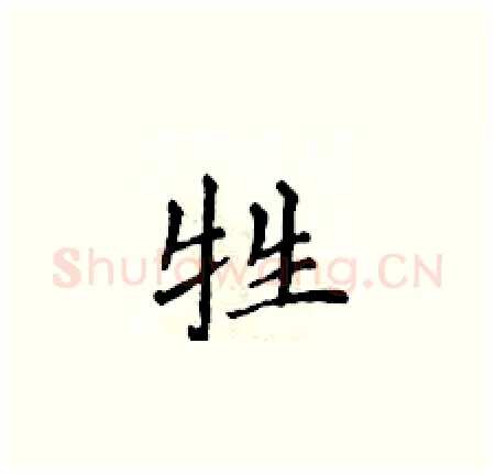 牲硬笔楷书写法,摘自侯登峰硬笔书法字帖