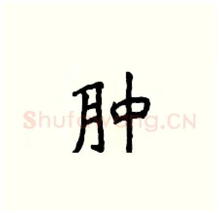 肿硬笔楷书写法,摘自侯登峰硬笔书法字帖