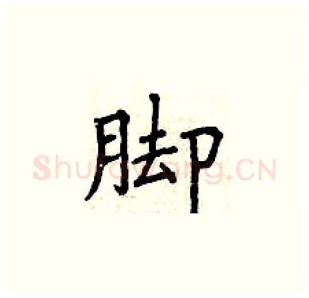 脚硬笔楷书写法,摘自曾庆福硬笔书法字帖