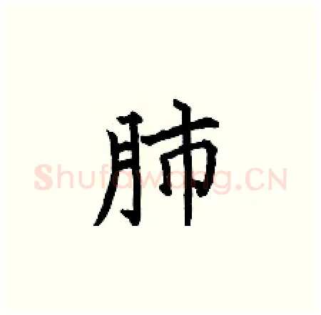 肺硬笔楷书写法,摘自何伯昌硬笔书法字帖