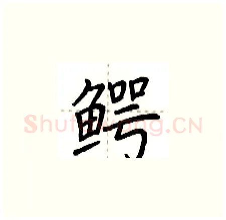 鳄硬笔楷书写法,摘自荆霄鹏硬笔书法字帖