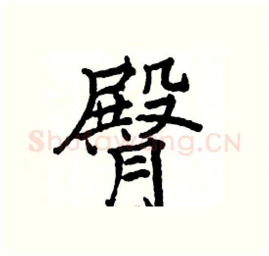 臀硬笔楷书写法,摘自骆恒光硬笔书法字帖