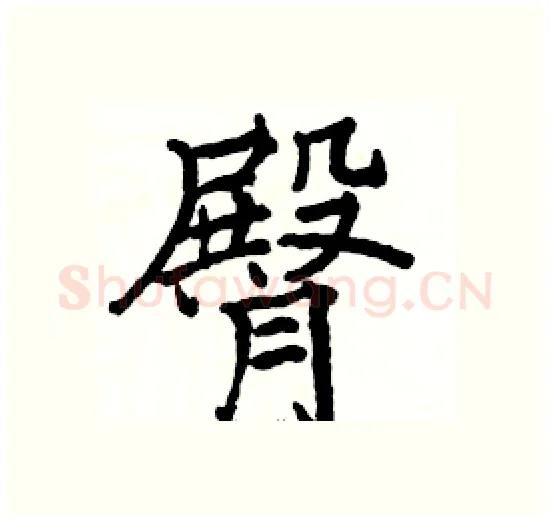 臀硬笔楷书写法,摘自骆恒光硬笔书法字帖