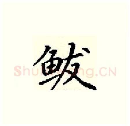 鲅硬笔楷书写法,摘自丁谦硬笔书法字帖
