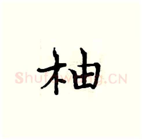 柚硬笔楷书写法,摘自周炳元硬笔书法字帖