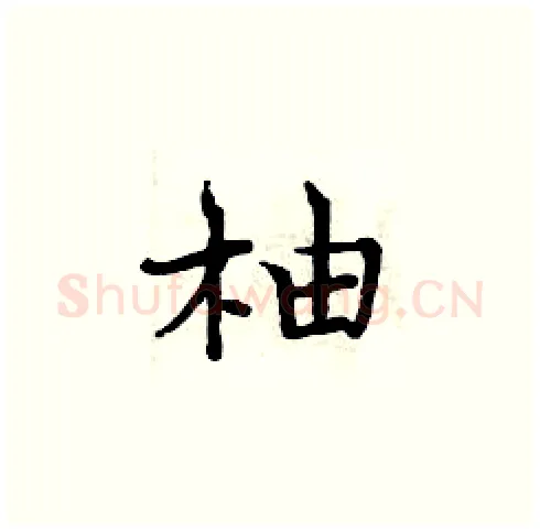 柚硬笔楷书写法,摘自周炳元硬笔书法字帖