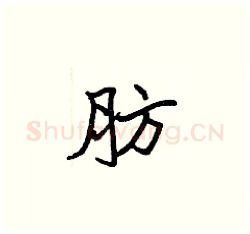 肪硬笔楷书写法,摘自张标硬笔书法字帖