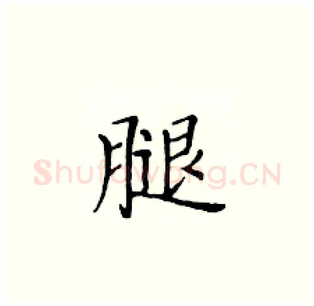 腿硬笔楷书写法,摘自黄华生硬笔书法字帖